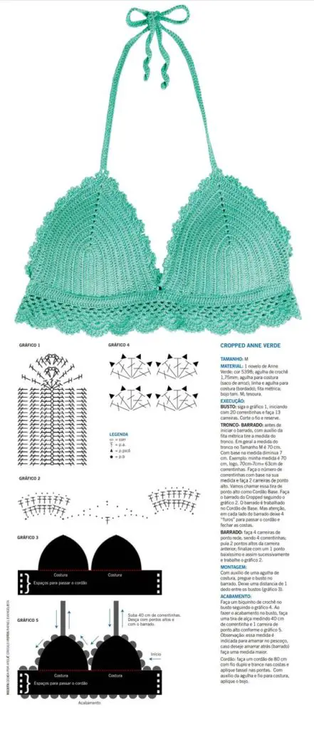 biquini de croche cropped grafico